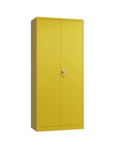 Professional Heavy Duty Steel Upright Storage Cabinet with Double Locking Doors, Yellow - Ideal for Commercial Kitchens 2