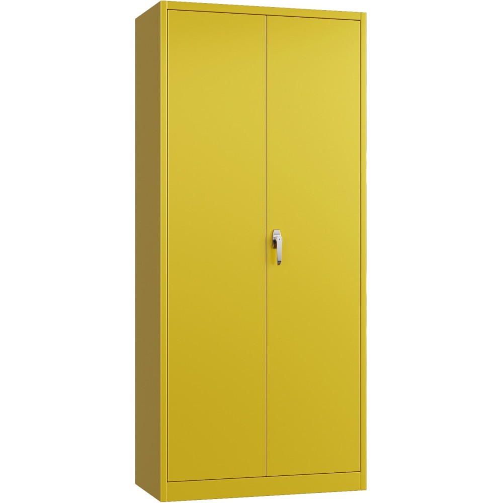 Professional Heavy Duty Steel Upright Storage Cabinet with Double Locking Doors, Yellow - Ideal for Commercial Kitchens
