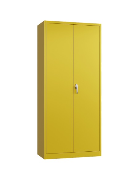 Professional Heavy Duty Steel Upright Storage Cabinet with Double Locking Doors, Yellow - Ideal for Commercial Kitchens