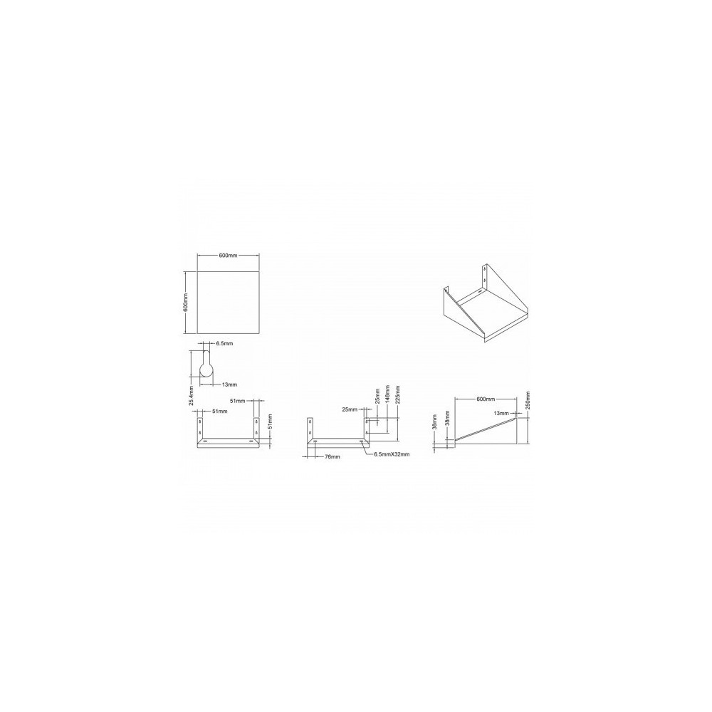 Microwave Shelf Stainless steel 600x600mm | DA-WMS600X600