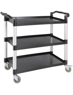 Professional Utility Trolley Multi-purpose 3 tier Black 860x420x930mm | Stalwart DA-JYXUC405BLACK
