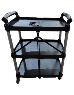 Professional Folding Utility Trolley 3 tier Black 651x392x832mm | Stalwart DA-JYFUC02
