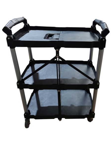 Professional Folding Utility Trolley 3 tier Black 651x392x832mm | Stalwart DA-JYFUC02
