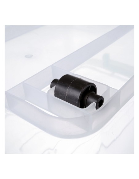Pack of 12 Plastic Storage Box with Wheels &amp Lid &amp Clips 27 litre 465x337x258mm Polypropylene | Stalwart DA-S1027