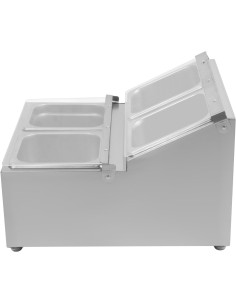 Commercial Condiment Holder including 4xGN1/6-100mm pans & fliptop lids | Stalwart DA-CHRLF04B1 2
