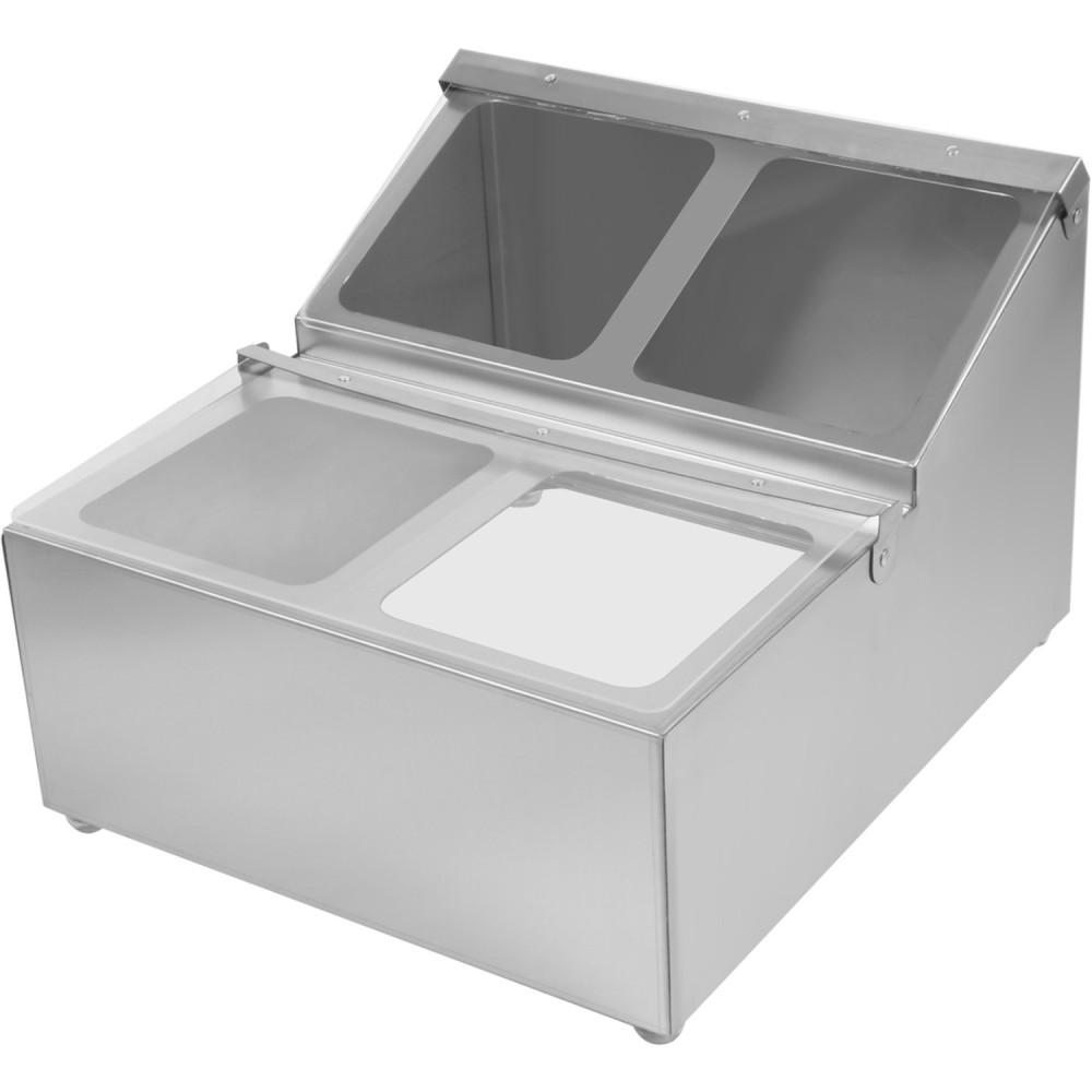Commercial Condiment Holder including 4xGN1/6-100mm pans & fliptop lids | Stalwart DA-CHRLF04B1
