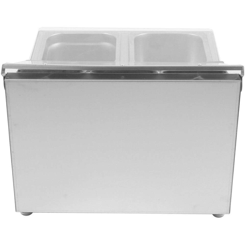 Commercial Condiment Holder including 4xGN1/6-100mm pans & fliptop lids | Stalwart DA-CHRLF04B1