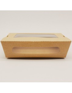 300pcs Kraft Salad Box with window 900ml PE | Stalwart DA-KSBWINDOW900