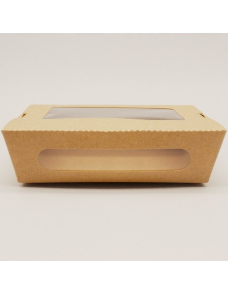300pcs Kraft Salad Box with window 900ml PE | Stalwart DA-KSBWINDOW900