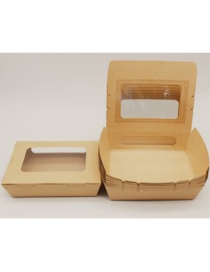 300pcs Kraft Salad Box with window 900ml PE | Stalwart DA-KSBWINDOW900 2