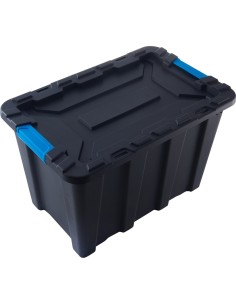 Pack of 8 Plastic Storage Box with Lid 55 litre 590x385x385mm Polypropylene | Stalwart DA-H0055K