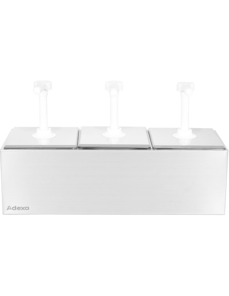 Commercial 3 x 2.5 litre Pump Condiment/Sauce Dispenser GN1/6 | Stalwart DA-NHGN163