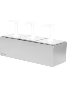 Commercial 3 x 2.5 litre Pump Condiment/Sauce Dispenser GN1/6 | Stalwart DA-NHGN163 2