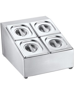 Commercial Condiment Holder including 4xGN1/6 pans & lids | DA-CHD04B
