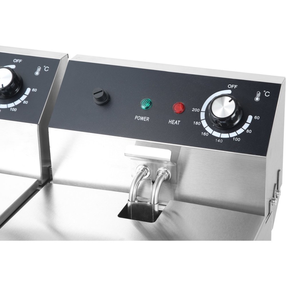 Commercial Fryer Double Electric 2x10 litre 5kW Countertop | Stalwart DA-HEF82