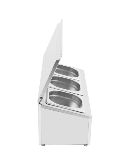 Commercial Condiment Holder with lid including 3xGN1/6-100mm containers Stainless steel | Stalwart DA-CHD03AFL