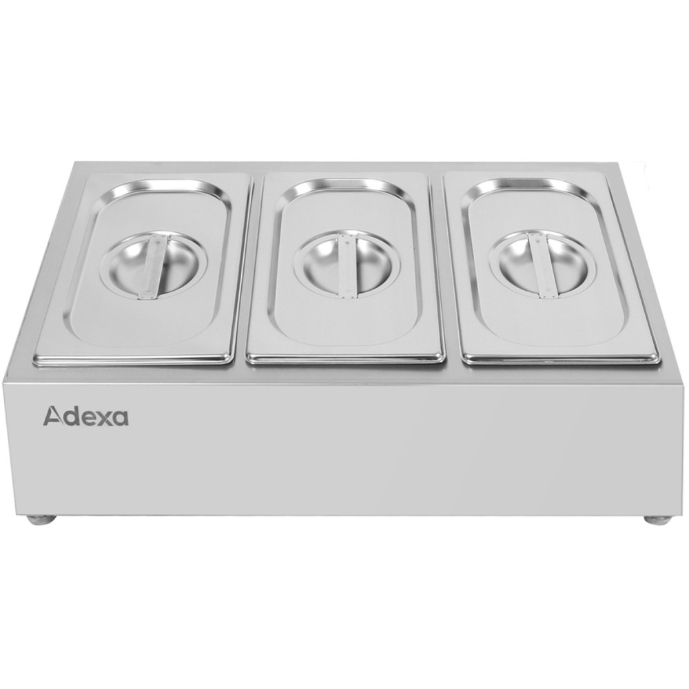 Commercial Condiment Holder including 3xGN1/4-100mm containers with lid Stainless steel | Stalwart DA-CHE03A