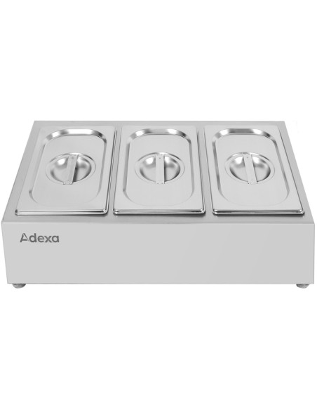 Commercial Condiment Holder including 3xGN1/4-100mm containers with lid Stainless steel | Stalwart DA-CHE03A