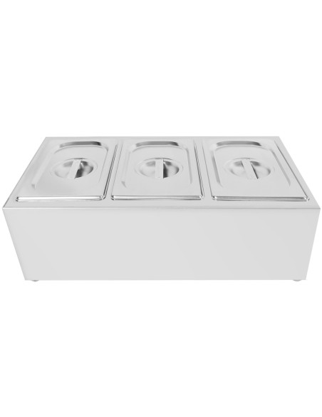 Commercial Condiment Holder including 3xGN1/4-100mm containers with lid Stainless steel | Stalwart DA-CHE03A