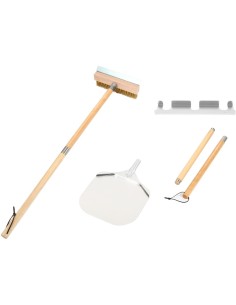 Set of 2 Pizza Oven Tools with Wall Hanger - 12 Square Pizza Peel Pizza Oven Brush with Scraper | Stalwart DA-SP3S