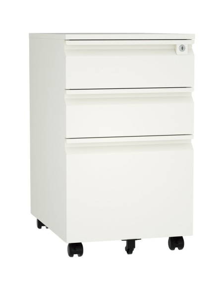Professional Mobile Filing & Storage Cabinet 3 drawer 390x500x650mm White | Stalwart DA-SEMC1WHITE