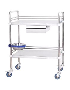 Professional 2 Tier Medical Trolley 1 Drawers Stainless Steel 600x400x860mm | Stalwart DA-WHSS2T6040D