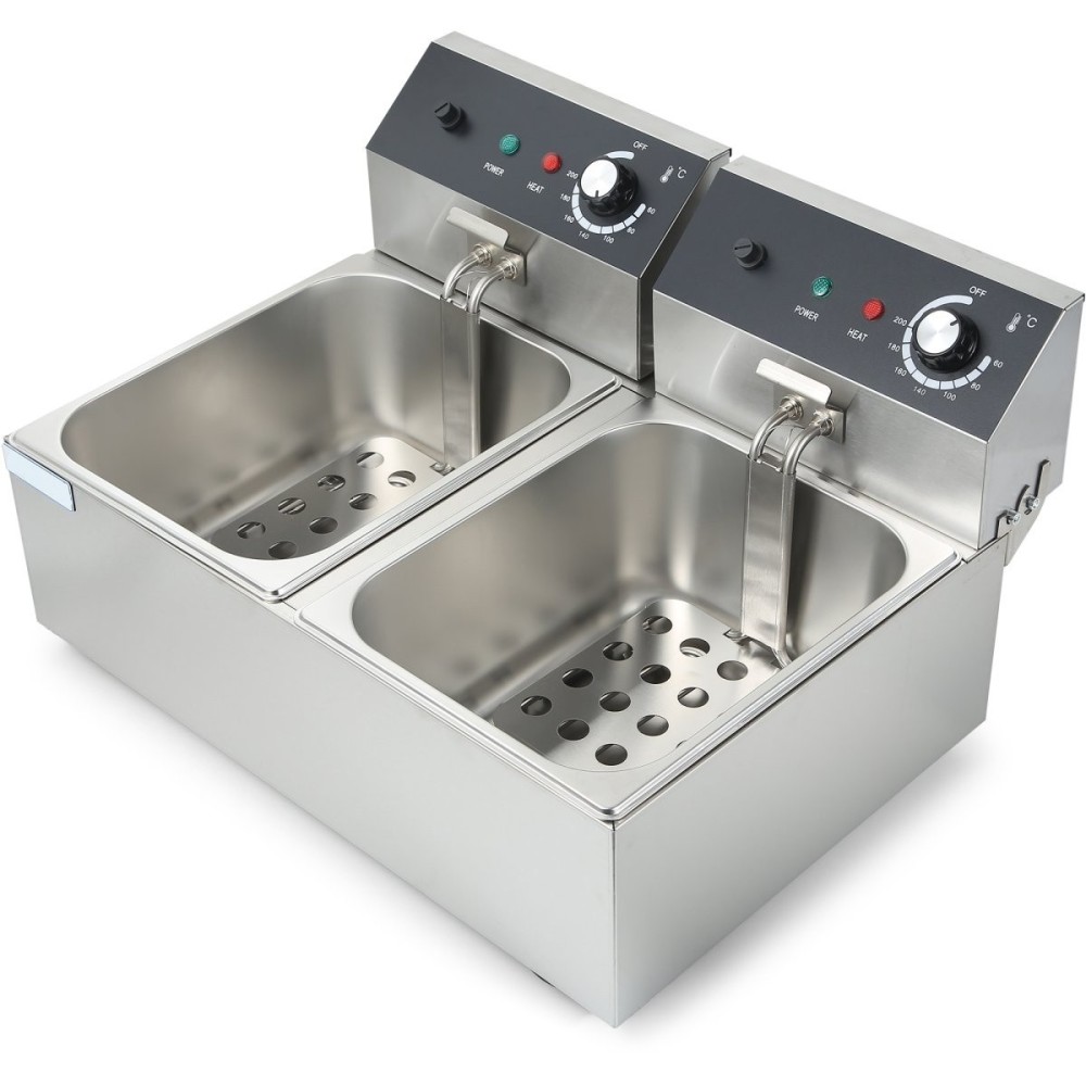 Commercial Fryer Double Electric 12 litre 5kW Countertop | DA-HEF82A