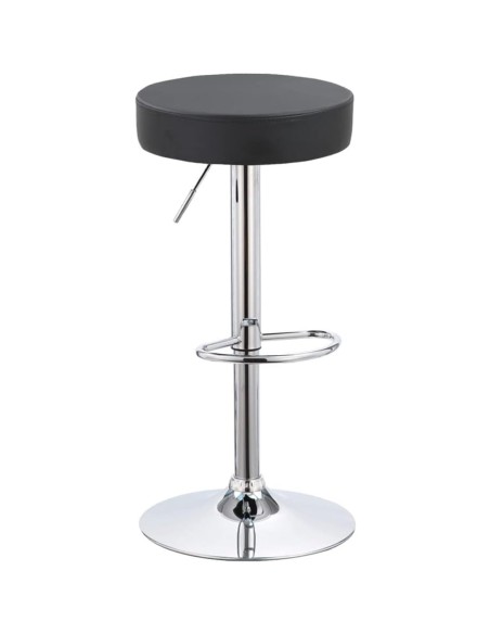 Set of 2 Black Height Adjustable Barstool with Thick seat | Stalwart DA-WW120