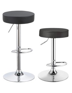 Set of 2 Black Height Adjustable Barstool with Thick seat | Stalwart DA-WW120 2