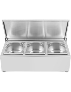 Commercial Condiment Holder with lid including 3xGN1/6-150mm containers Stainless steel | Stalwart DA-CHD03ADFL 2
