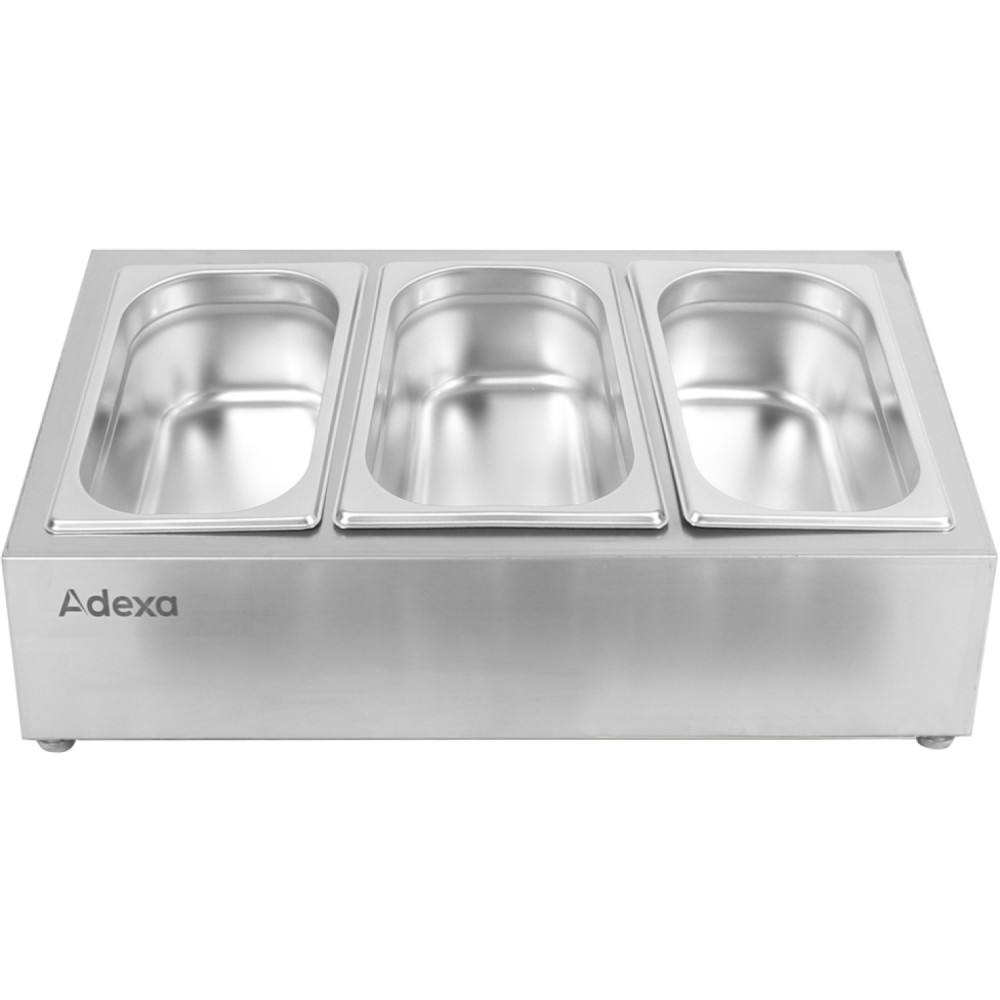 Commercial Condiment Holder including 3xGN1/4-150mm containers with lid Stainless steel | Stalwart DA-CHE03AD