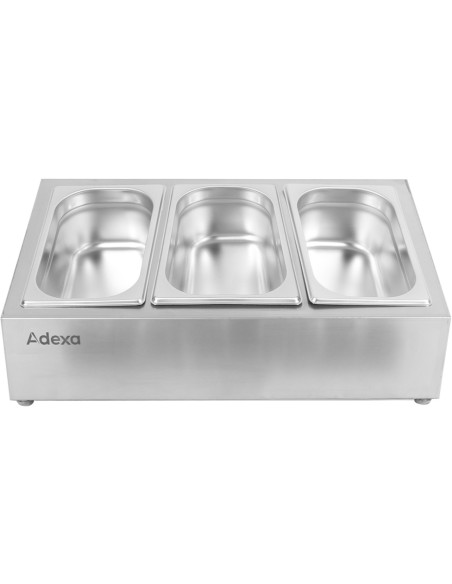 Commercial Condiment Holder including 3xGN1/4-150mm containers with lid Stainless steel | Stalwart DA-CHE03AD