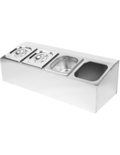 Commercial Condiment Holder including 4xGN1/6-150mm pans &amp lids | Stalwart DA- CHD04AD 2