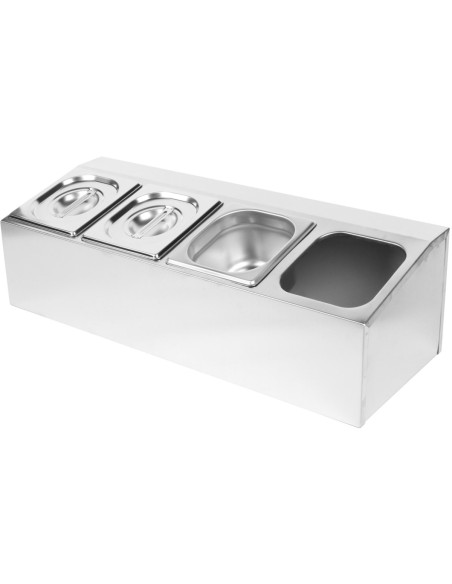 Commercial Condiment Holder including 4xGN1/6-150mm pans &amp lids | Stalwart DA- CHD04AD