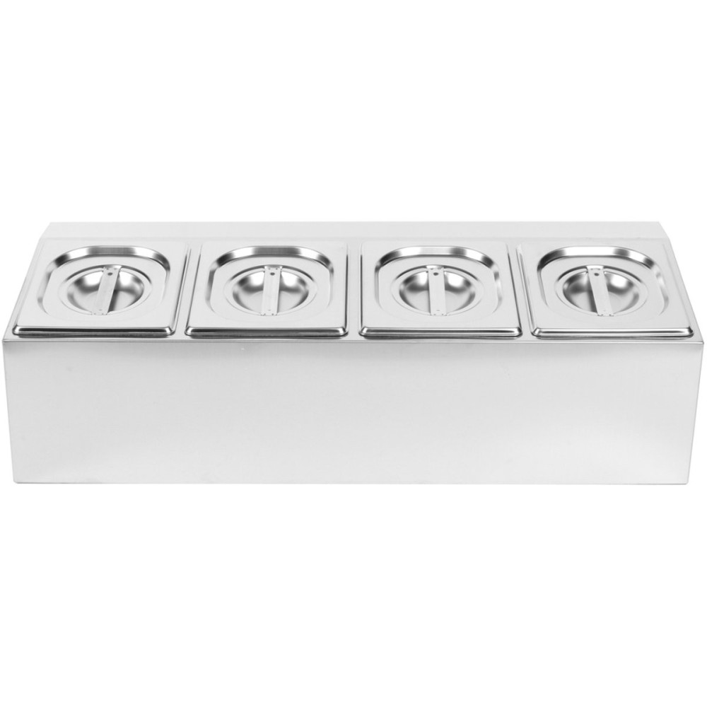 Commercial Condiment Holder including 4xGN1/6-150mm pans &amp lids | Stalwart DA- CHD04AD
