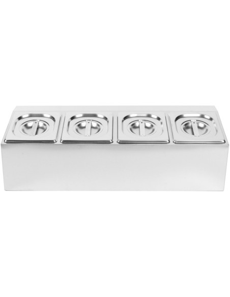 Commercial Condiment Holder including 4xGN1/6-150mm pans &amp lids | Stalwart DA- CHD04AD