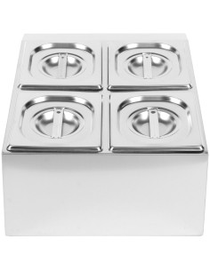 Commercial Condiment Holder including 4xGN1/6-150mm containers with lids Stainless steel | Stalwart DA- CHD04BD 2