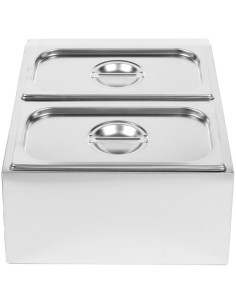 Commercial Condiment Holder including 2xGN1/3-150mm containers with lids Stainless steel | Stalwart DA- CHD04BD3 2