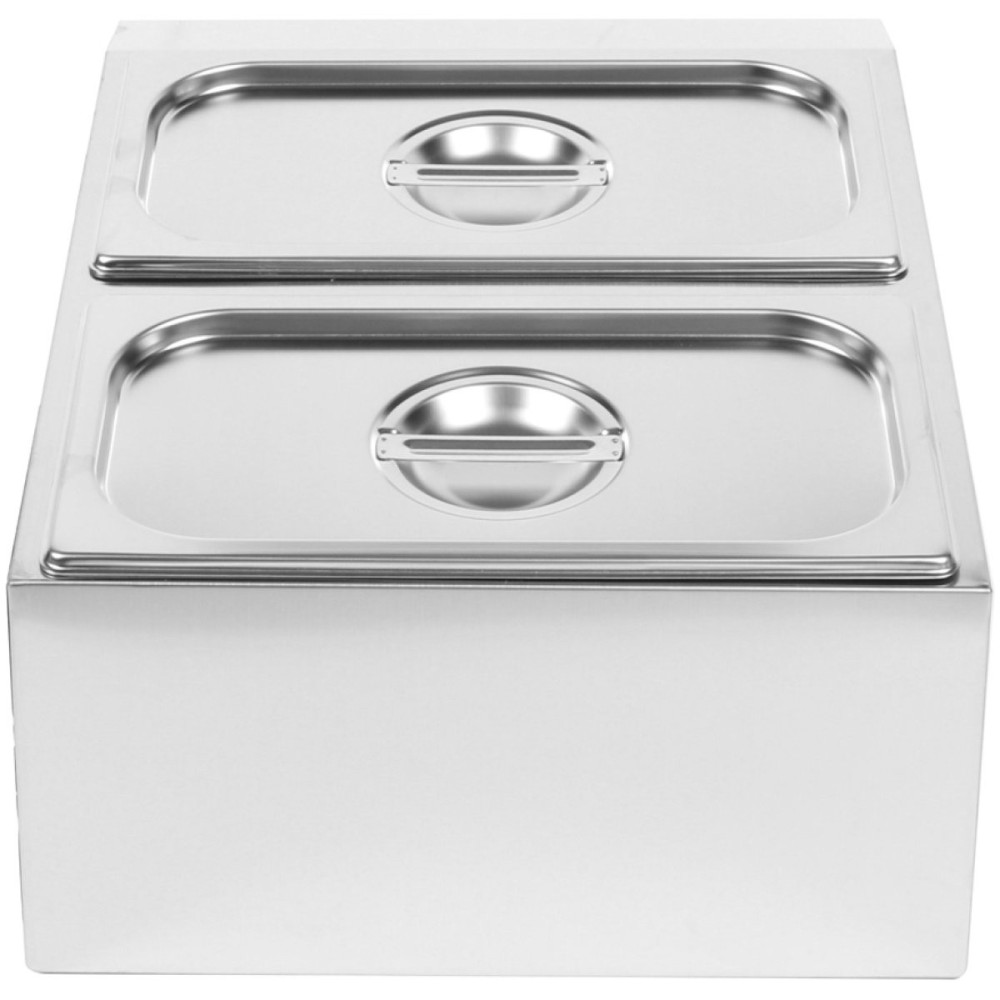 Commercial Condiment Holder including 2xGN1/3-150mm containers with lids Stainless steel | Stalwart DA- CHD04BD3