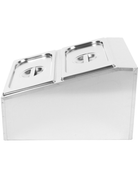Commercial Condiment Holder including 2xGN1/3-150mm containers with lids Stainless steel | Stalwart DA- CHD04BD3