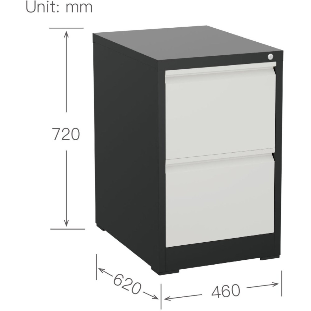Professional Filing Cabinet 2 drawer 460x620x720mm Dark Grey & White | Stalwart DA-MXDC1DARKGREY