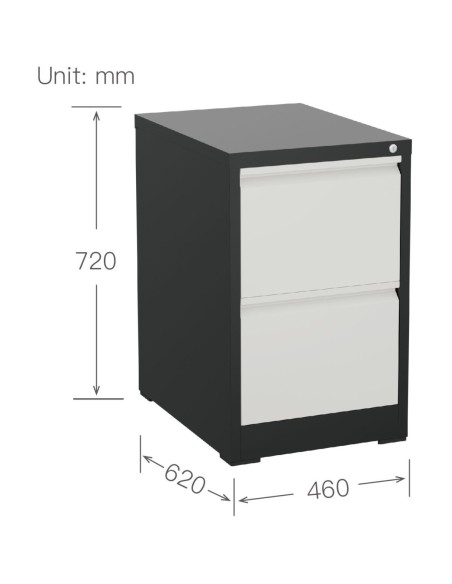 Professional Filing Cabinet 2 drawer 460x620x720mm Dark Grey & White | Stalwart DA-MXDC1DARKGREY
