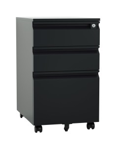 Professional Mobile Filing & Storage Cabinet 3 drawer 390x500x650mm Black | Stalwart DA-SEMC1BLACK