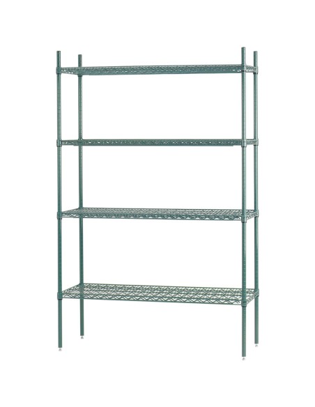 Commercial Shelving unit 4 tier 1000kg Width 760mm Depth 450mm Green Zinc & Epoxy wire | Stalwart DA-TAC218