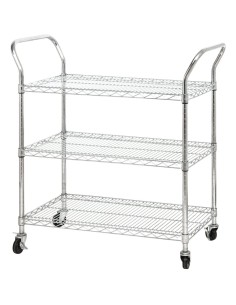 Commercial Utility Cart Chrome Wire 3 Tier 900x450x1100mm | DA-TR9045110A3CW