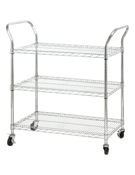 Commercial Utility Cart Chrome Wire 3 Tier 900x450x1100mm | DA-TR9045110A3CW