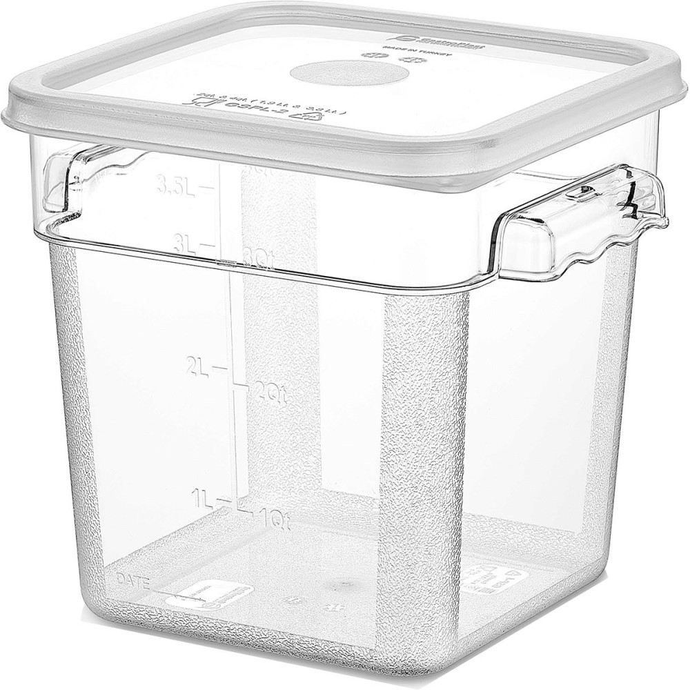 Pack of 12 Food storage Container with lid 3.8 litre 201x189x187mm Polypropylene | DA-GSPP4+GSPPL2