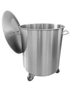 Professional Waste bin Stainless steel with Lid Wheels 75 litres | Stalwart DA-SDC75