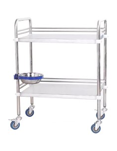 Professional 2 Tier Mobile Medical Trolley Stainless Steel 770x450x860mm | Stalwart DA-WHSS2T7745