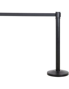 Black Barrier Post with Black Retractable Belt 2m | DA-BBP01A